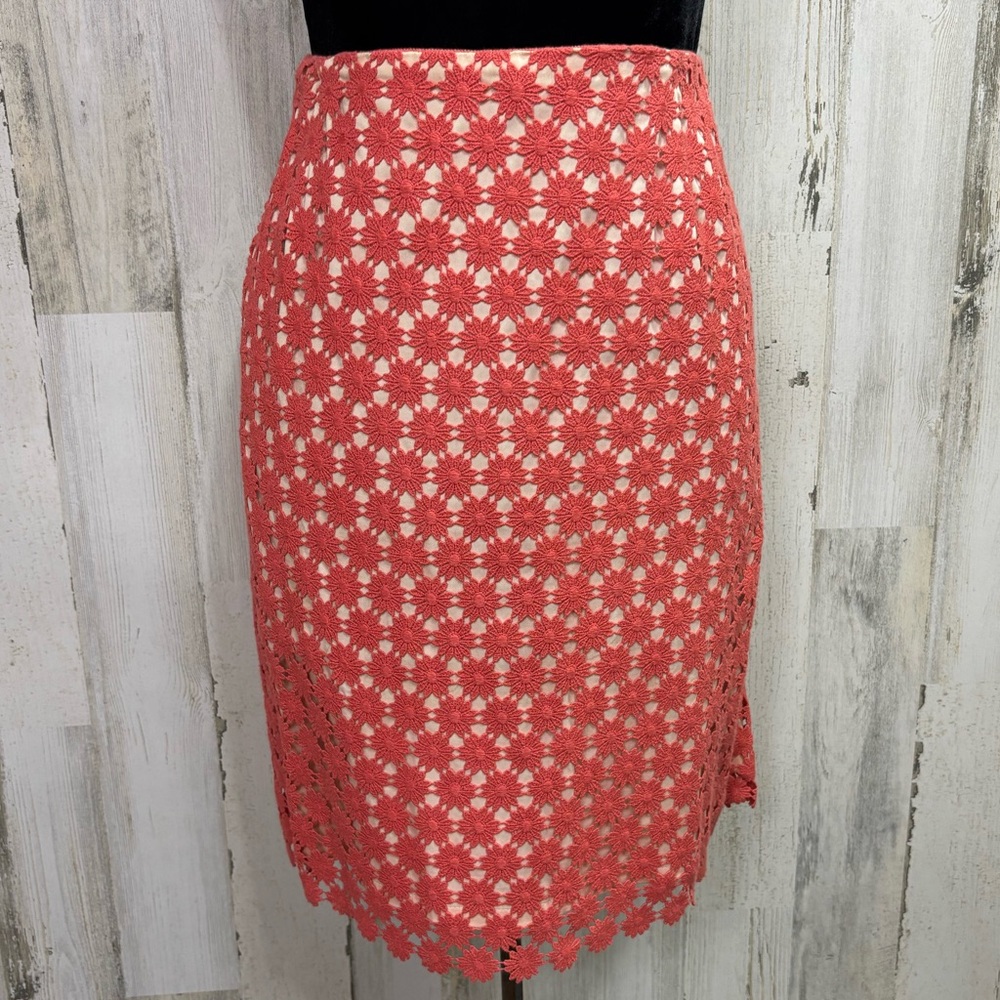 Talbots Coral Eyelet Pencil Skirt - Picture 2 of 10